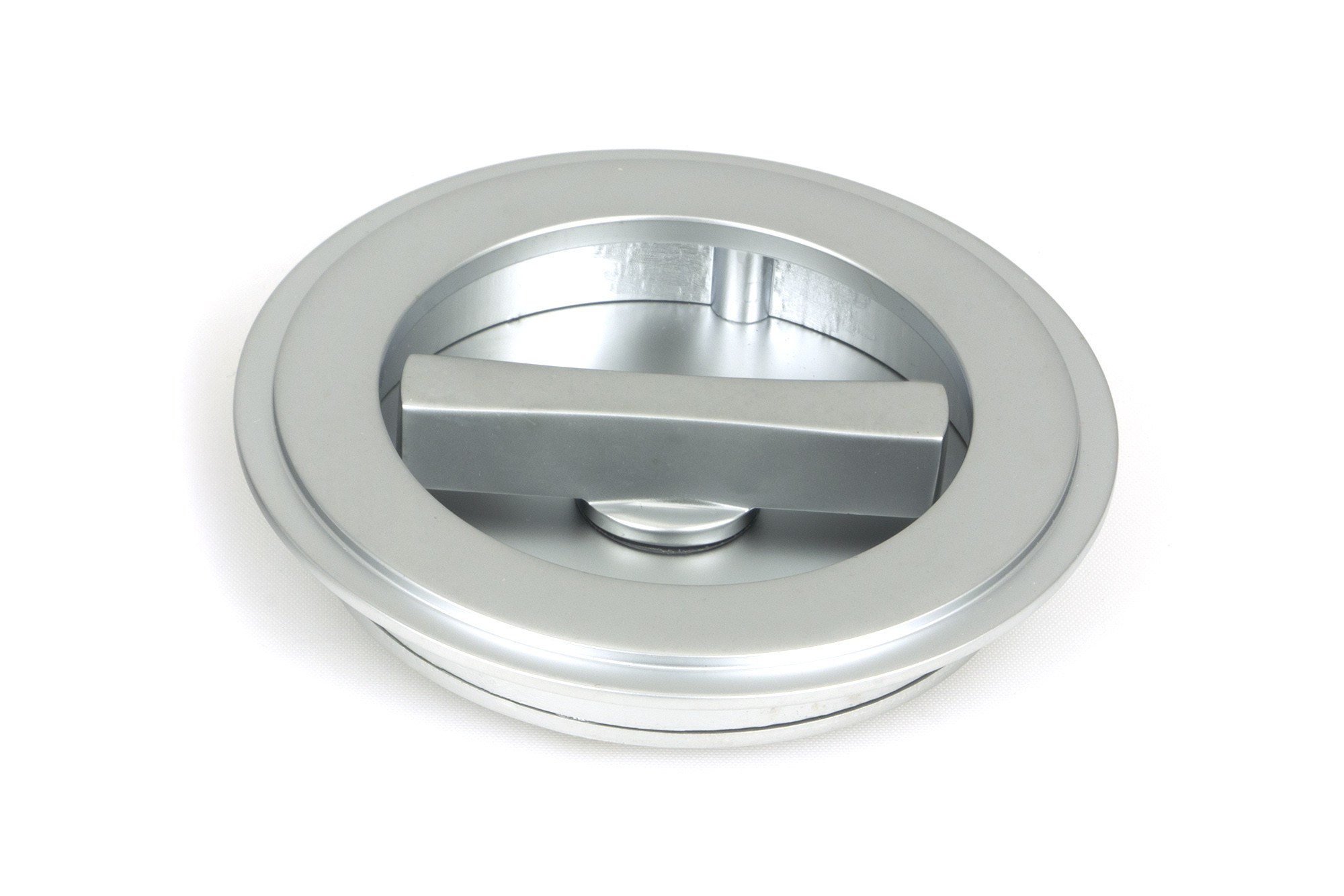 satin chrome 75mm art deco round pull privacy set