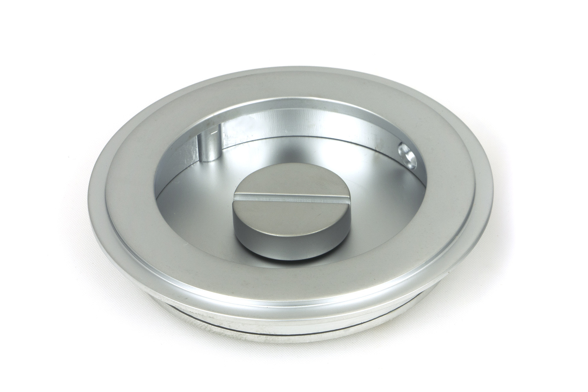 satin chrome 75mm art deco round pull privacy set