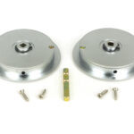 satin chrome 75mm art deco round pull privacy set