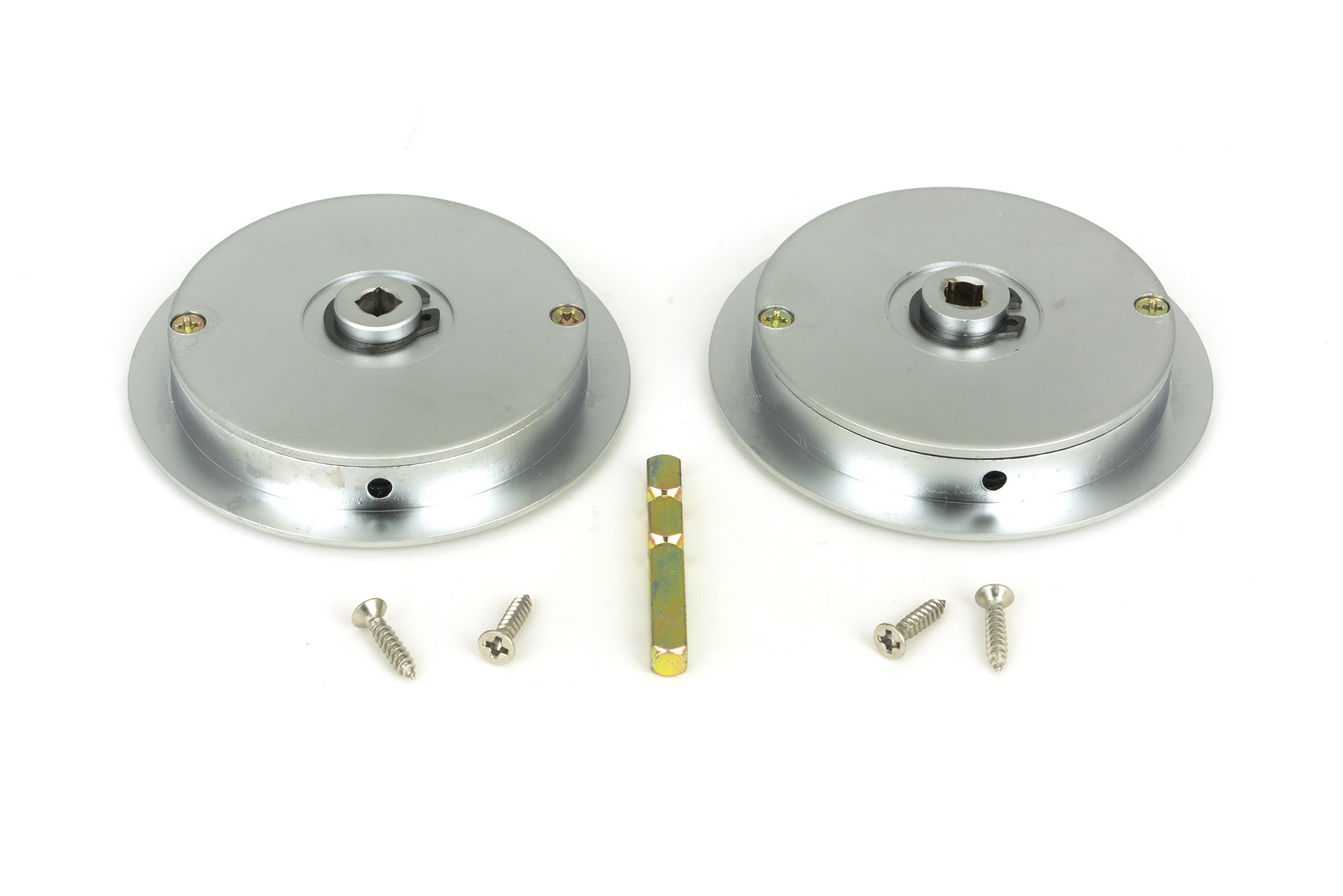 satin chrome 75mm art deco round pull privacy set