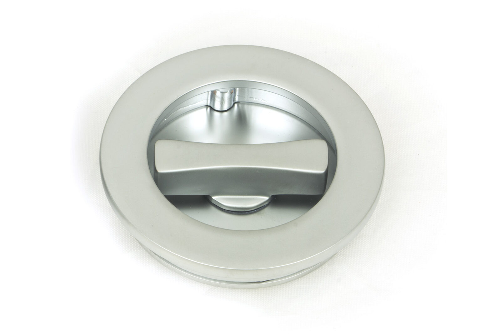 satin chrome 60mm plain round pull privacy set