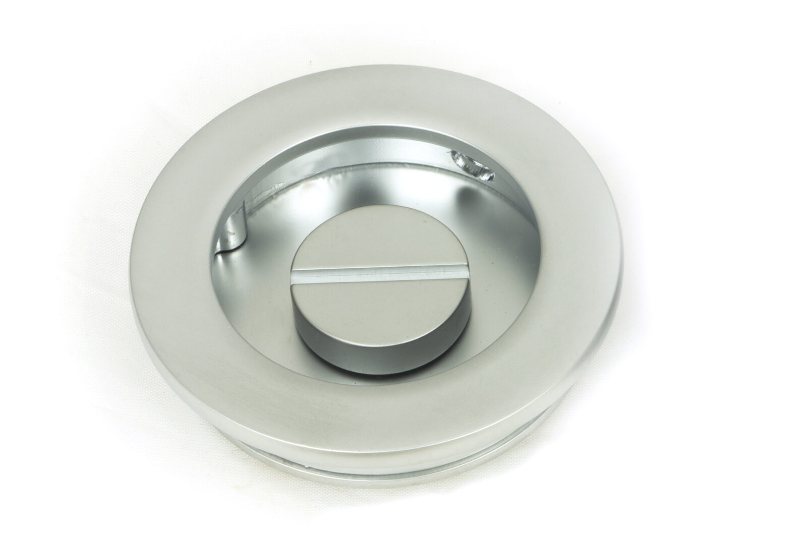 satin chrome 60mm plain round pull privacy set