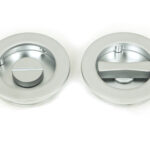 satin chrome 60mm plain round pull privacy set