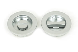 satin chrome 60mm plain round pull privacy set