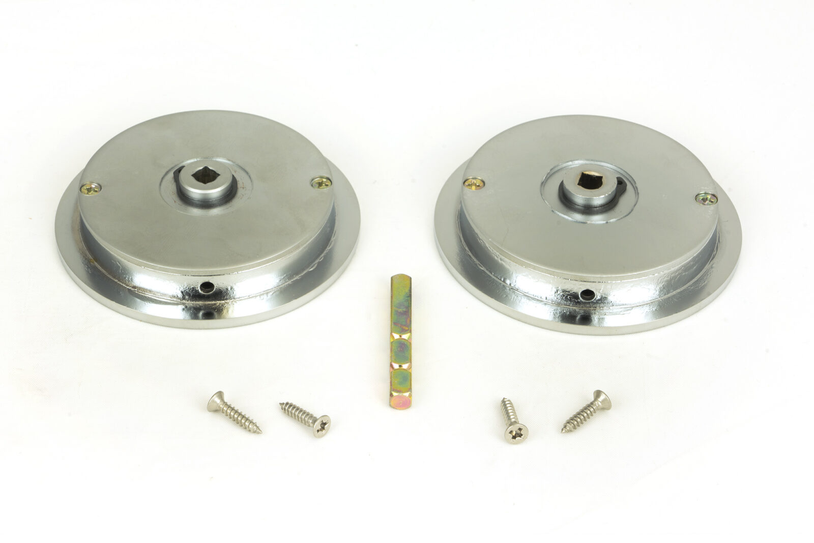 satin chrome 75mm plain round pull privacy set