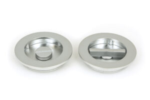satin chrome 75mm plain round pull privacy set