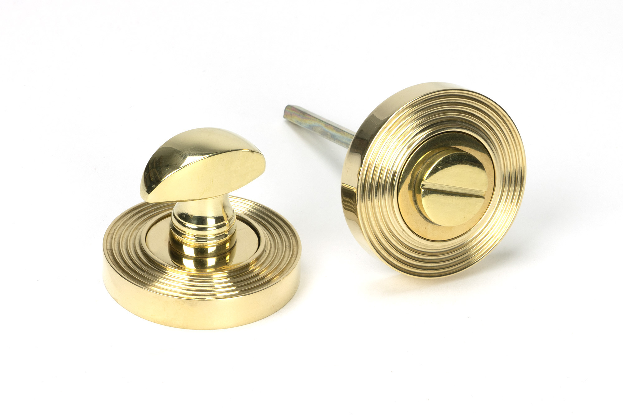 polished brass round thumbturn set (beehive)