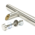 satin ss (304) 100mm bolt fixings for t bar (2) offset
