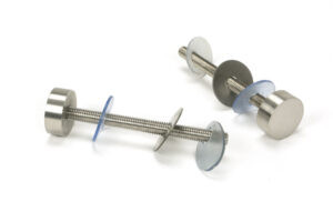 satin ss (304) 100mm bolt fixings for t bar (2) offset