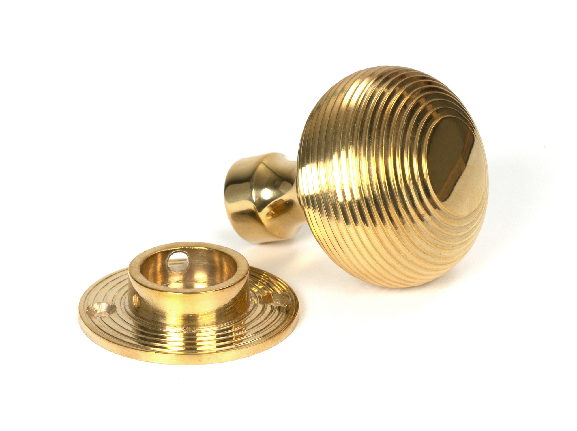 polished brass heavy beehive mortice/rim knob set