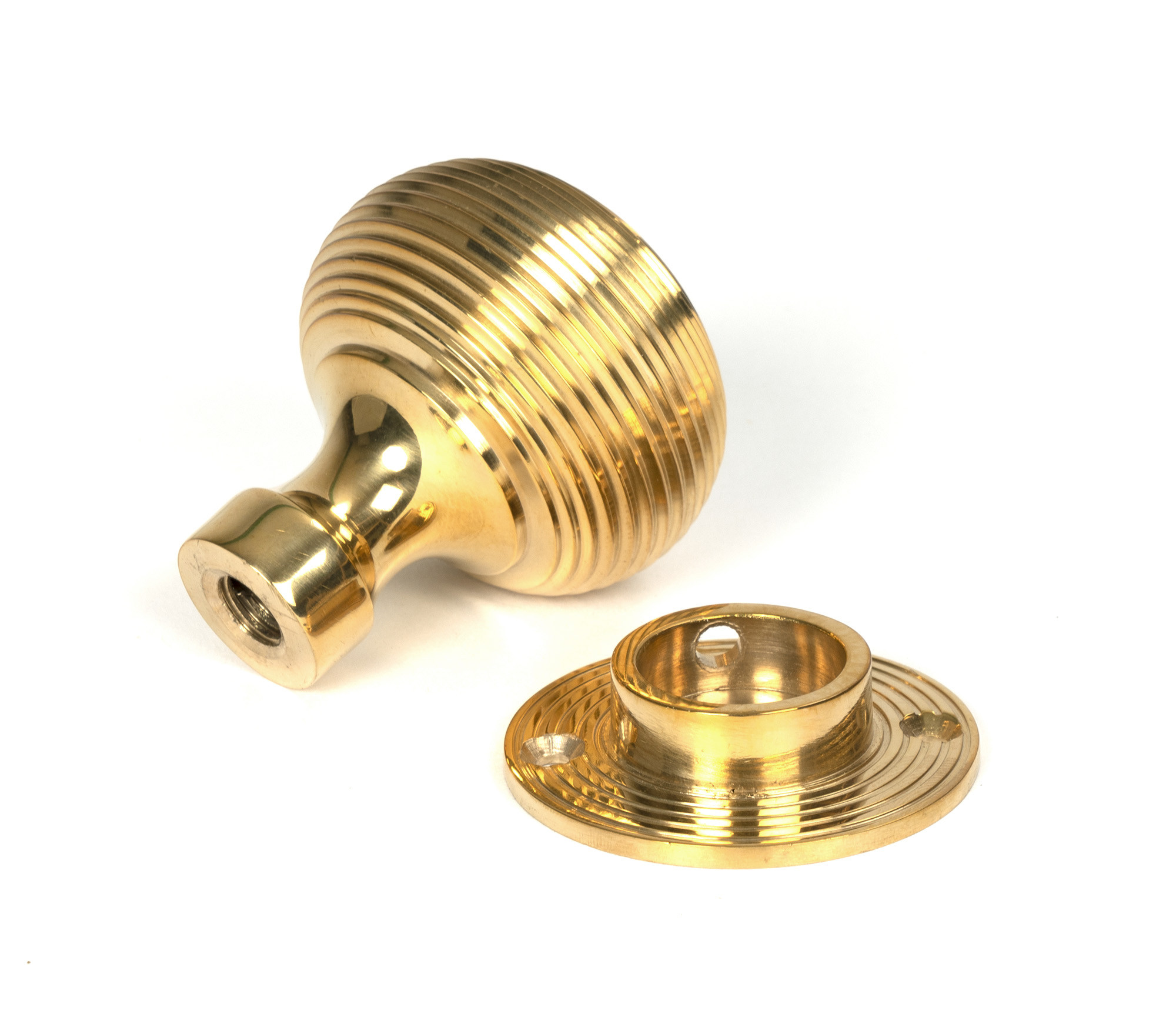 polished brass heavy beehive mortice/rim knob set