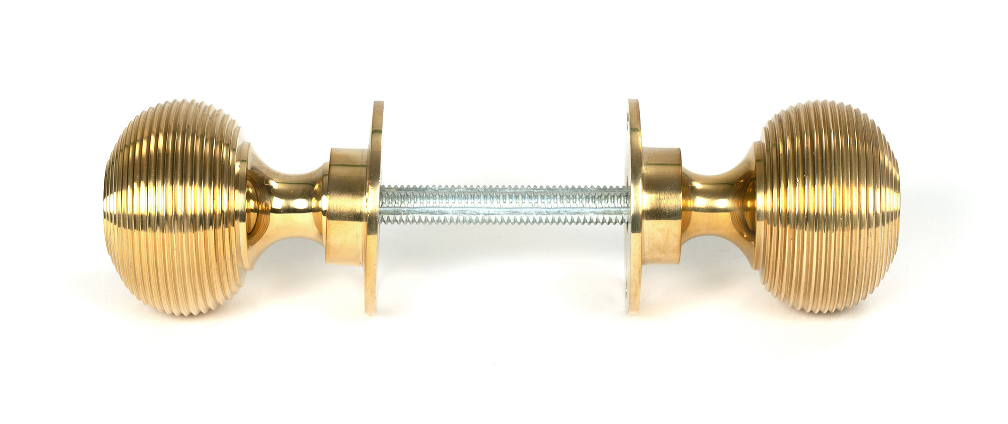 polished brass heavy beehive mortice/rim knob set