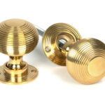 polished brass heavy beehive mortice/rim knob set