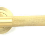 satin brass brompton lever on rose set (art deco)