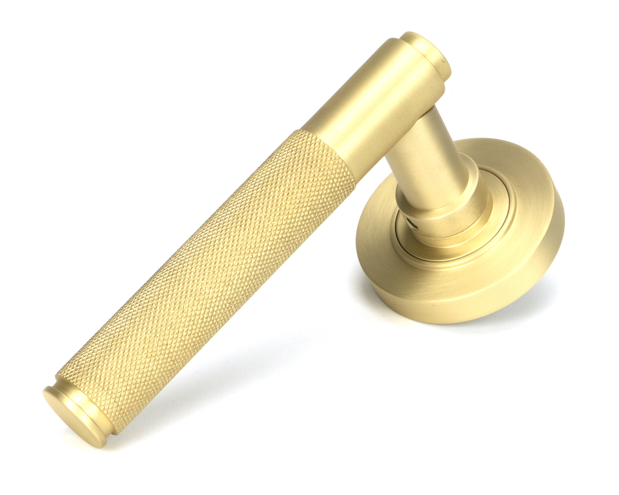 satin brass brompton lever on rose set (plain) unsprung
