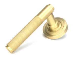 satin brass brompton lever on rose set (art deco) unsprung