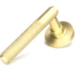 satin brass brompton lever on rose set (beehive) unsprung