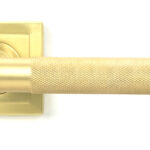 satin brass brompton lever on rose set (square) unsprung