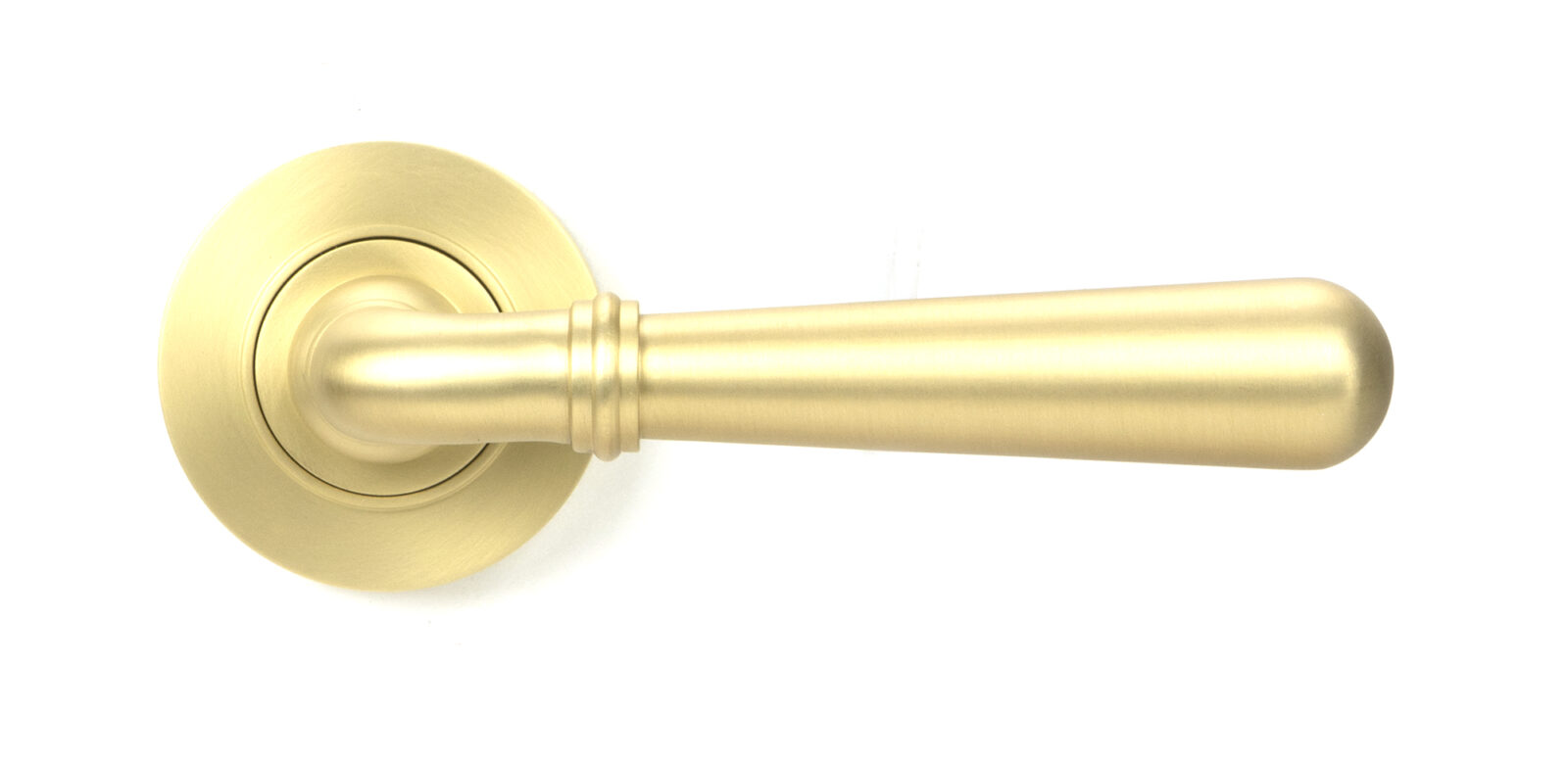 satin brass newbury lever on rose set (plain)