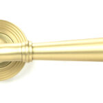 satin brass newbury lever on rose set (beehive)