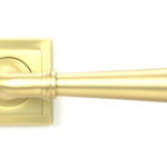 satin brass newbury lever on rose set (square)