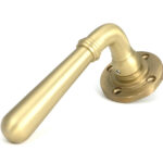 satin brass newbury lever on rose set (square) unsprung