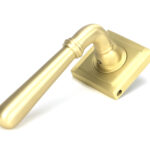 satin brass newbury lever on rose set (square) unsprung