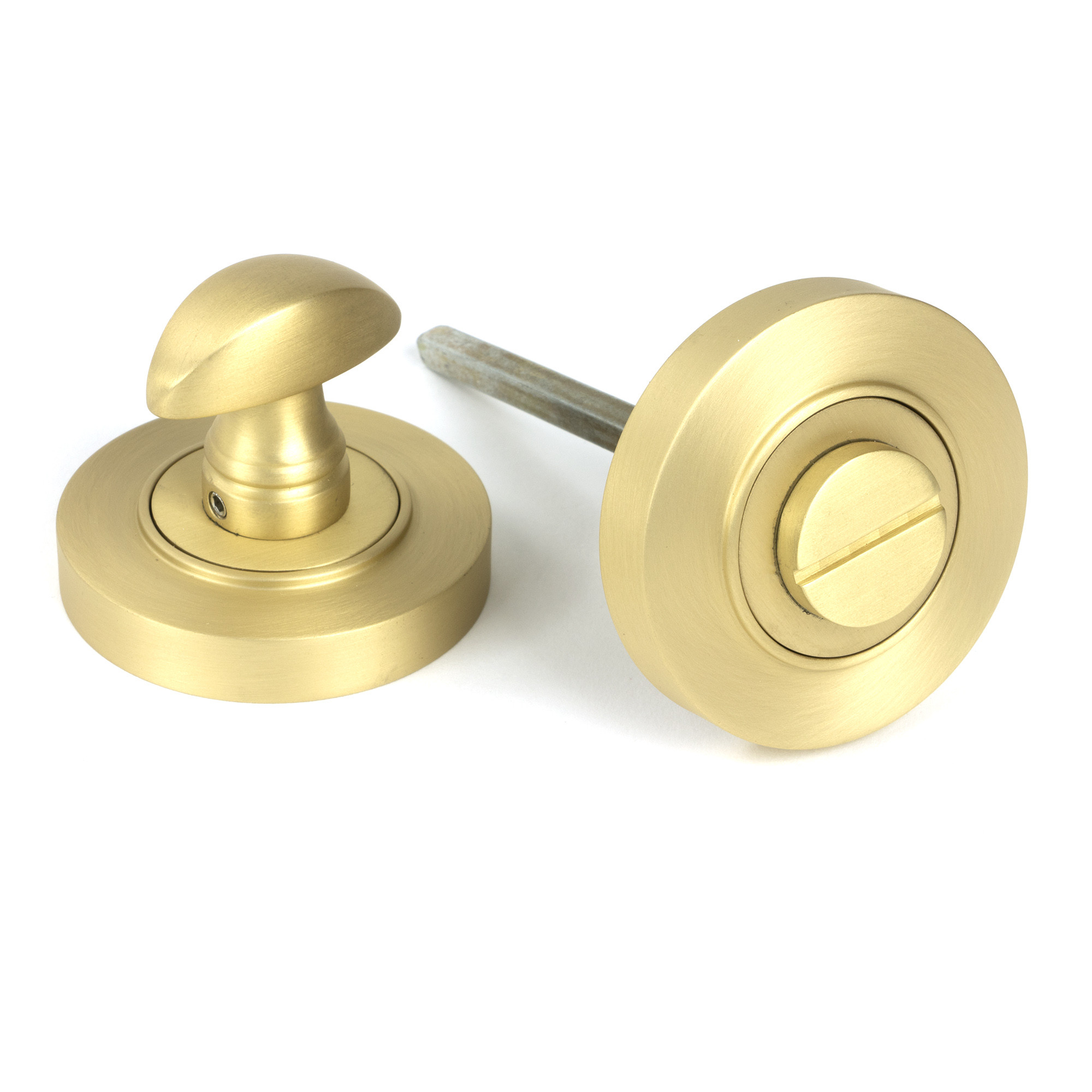 satin brass round thumbturn set (plain)