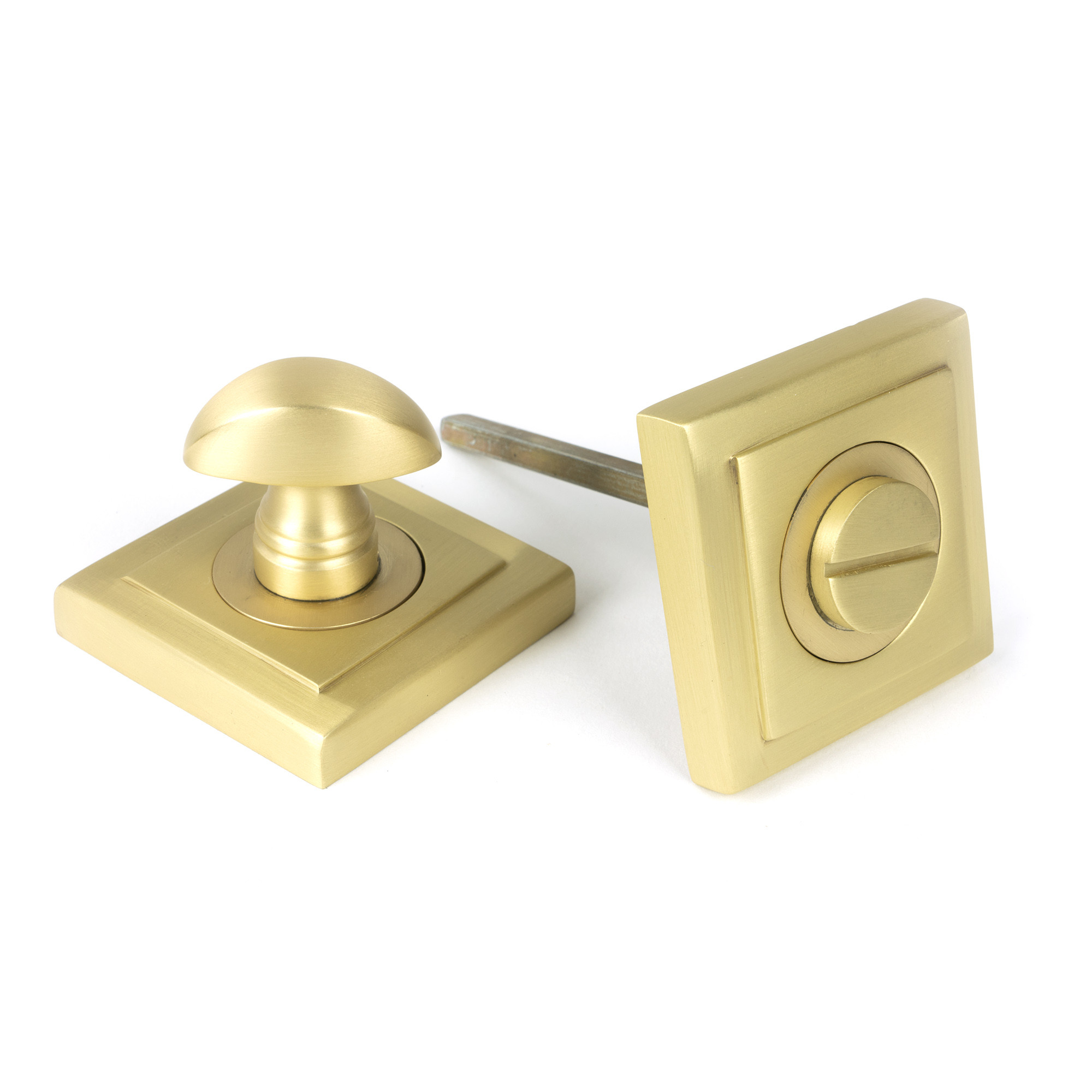 satin brass round thumbturn set (square)