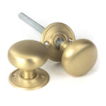 satin brass mushroom mortice/rim knob set