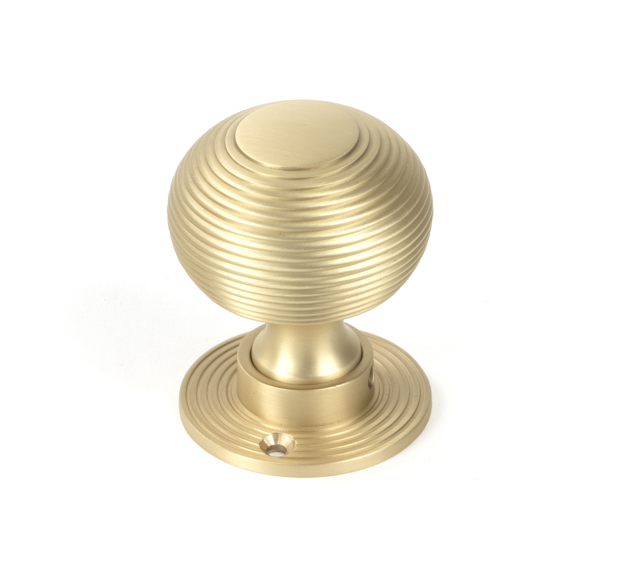 satin brass heavy beehive mortice/rim knob set