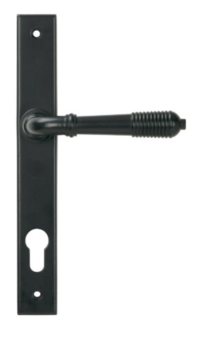 matt black reeded slimline lever espag. lock set