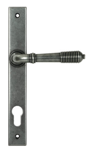 pewter reeded slimline lever espag. lock set