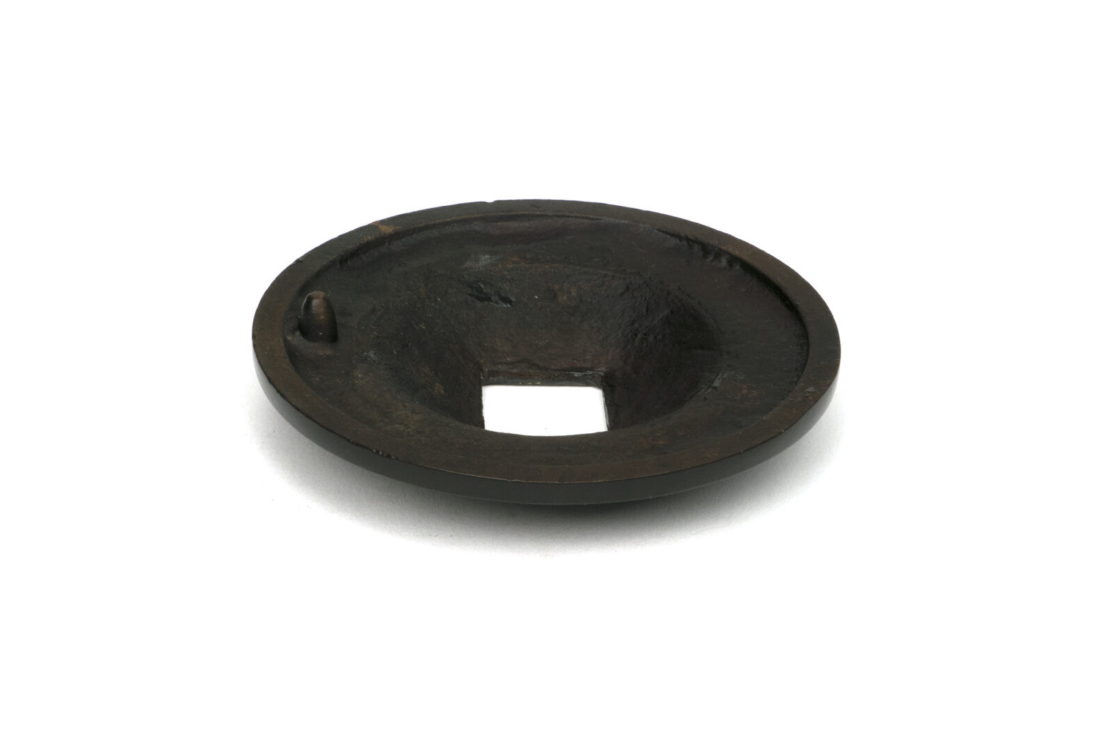 aged bronze round centre door knob