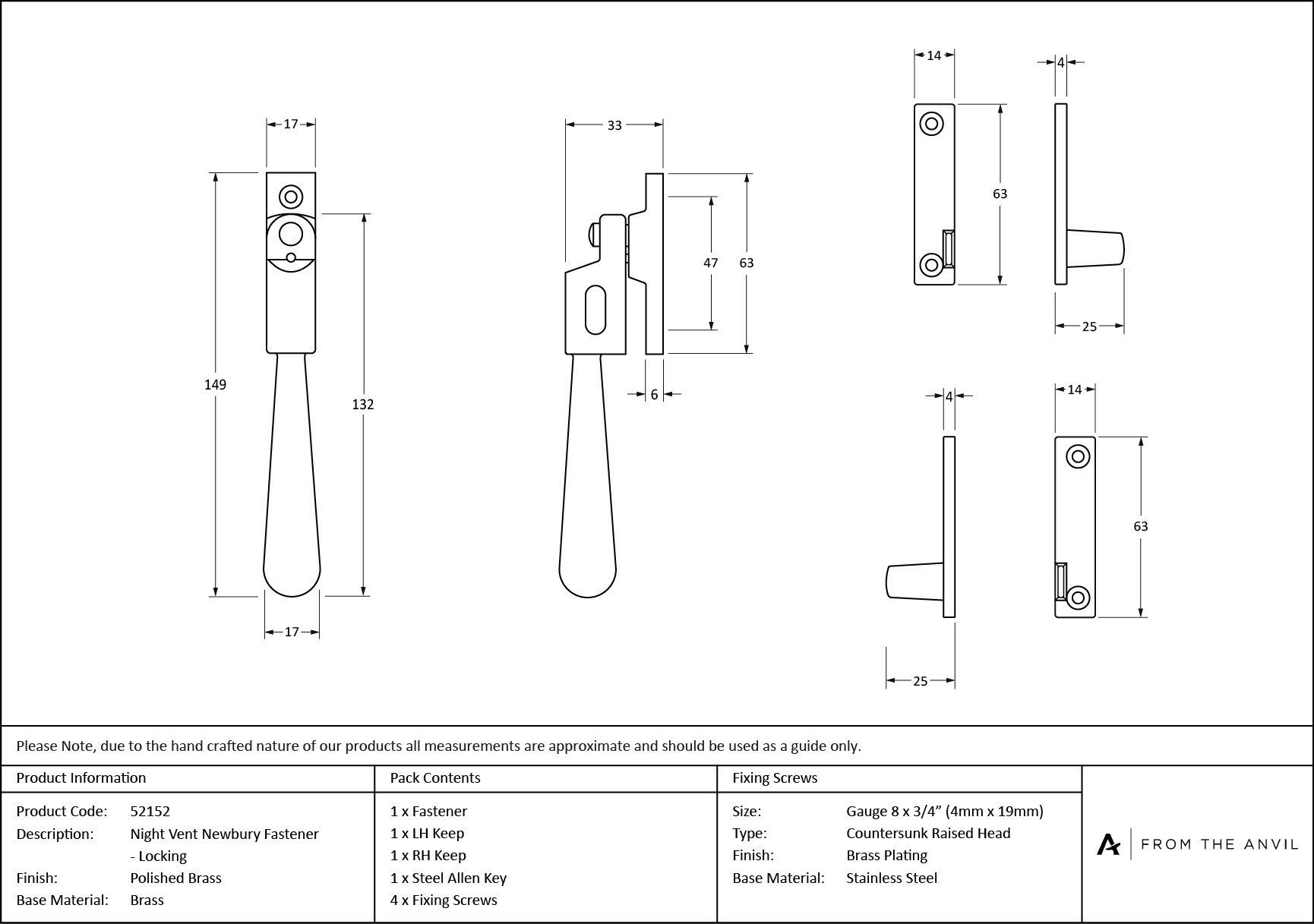 polished brass night vent locking newbury fastener