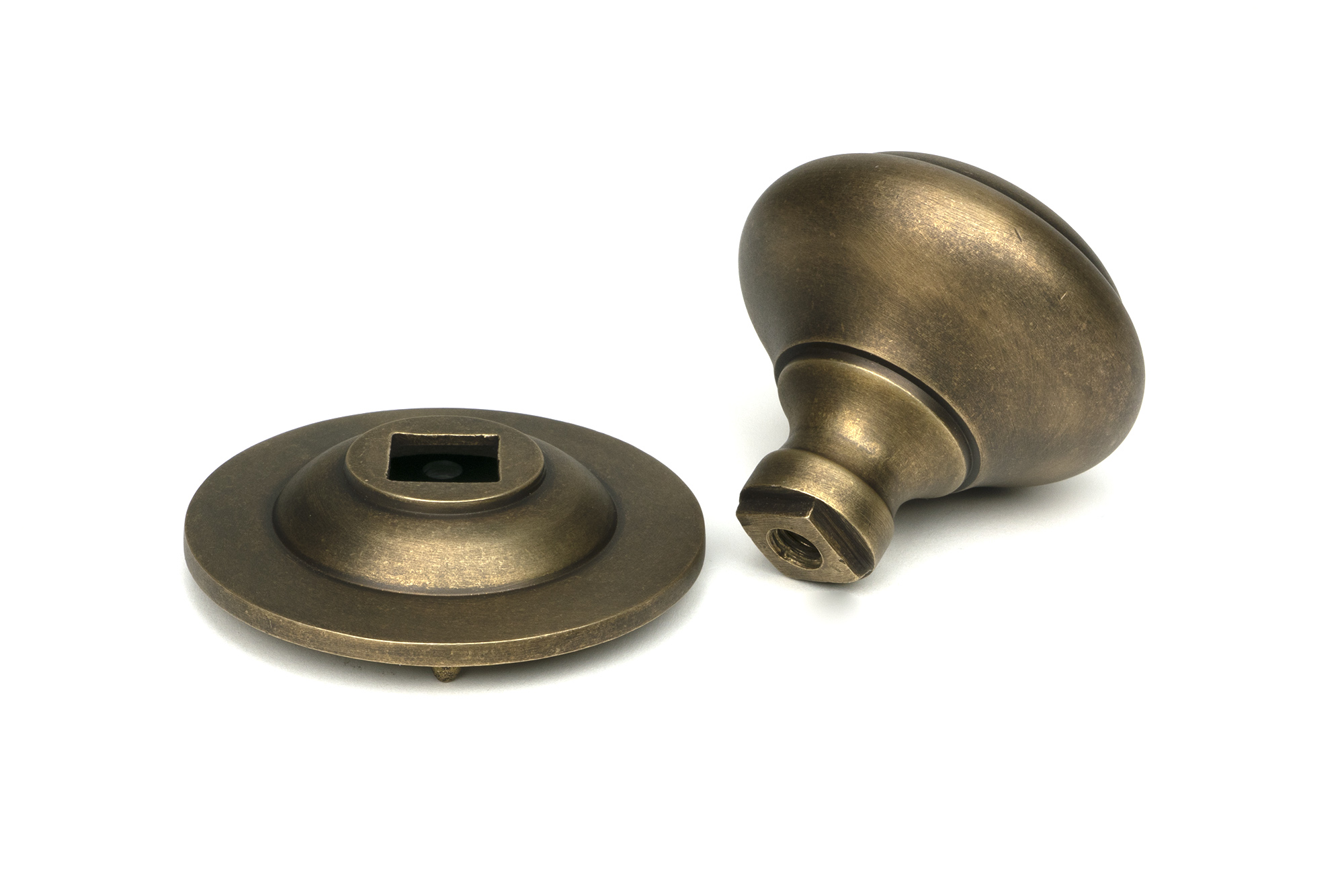 burnished brass round centre door knob