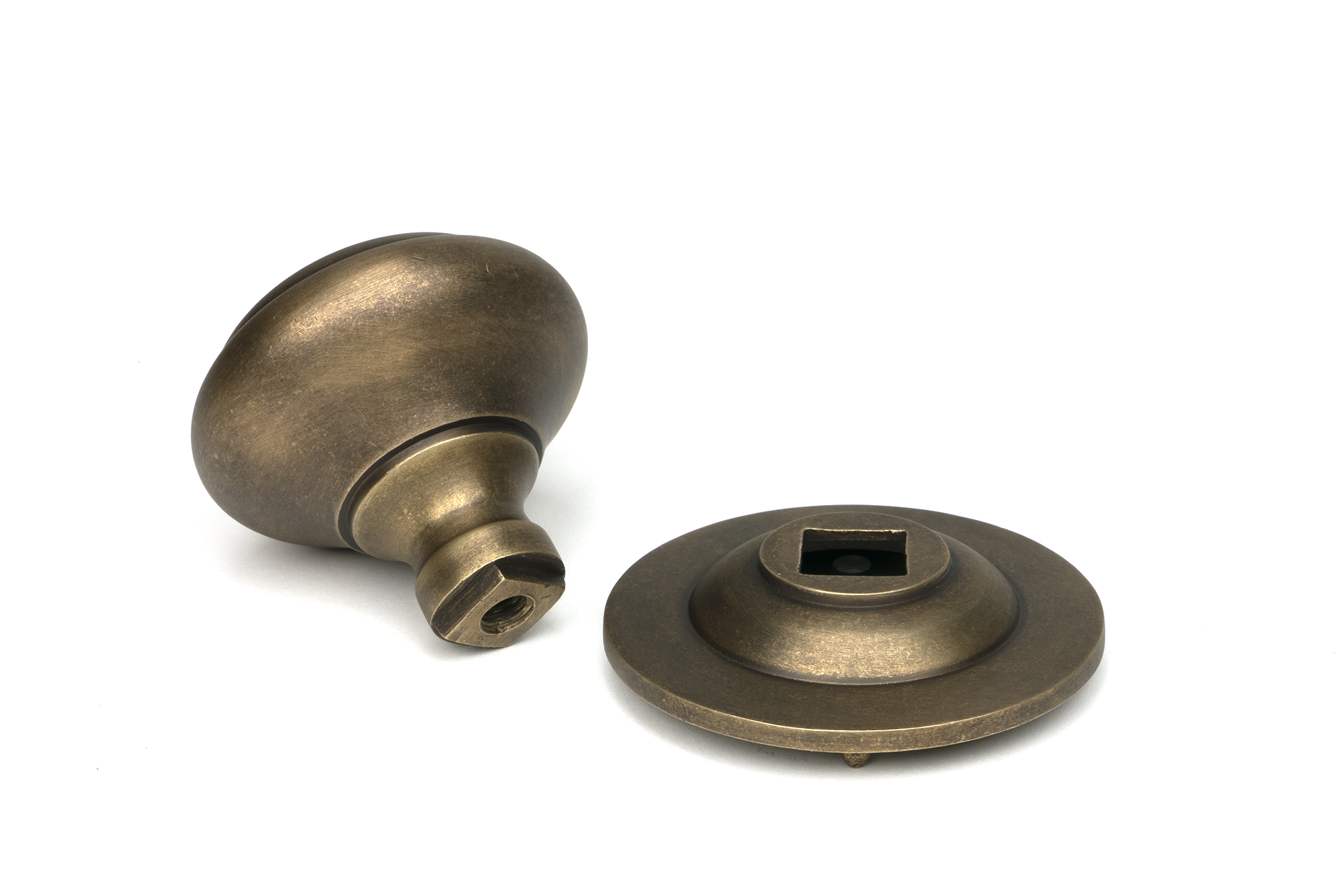 burnished brass round centre door knob