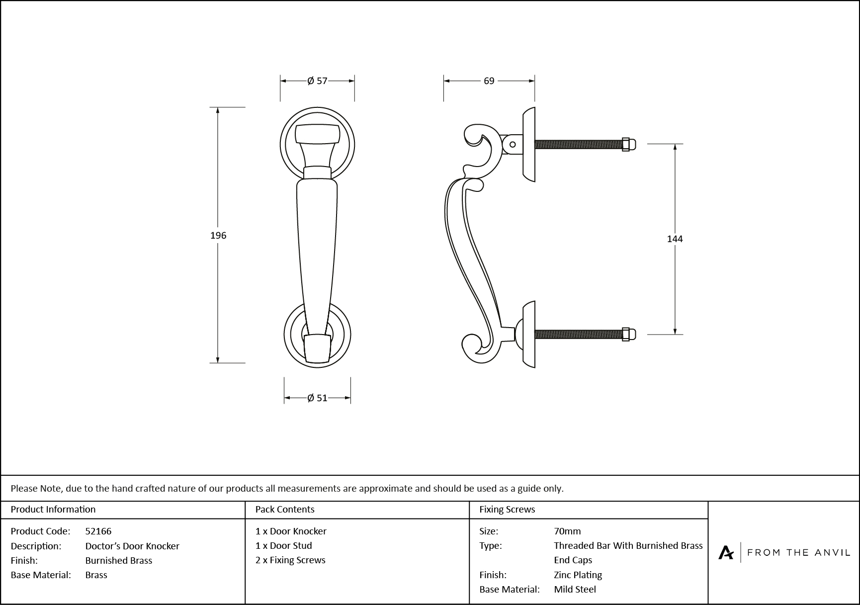 burnished brass doctors door knocker