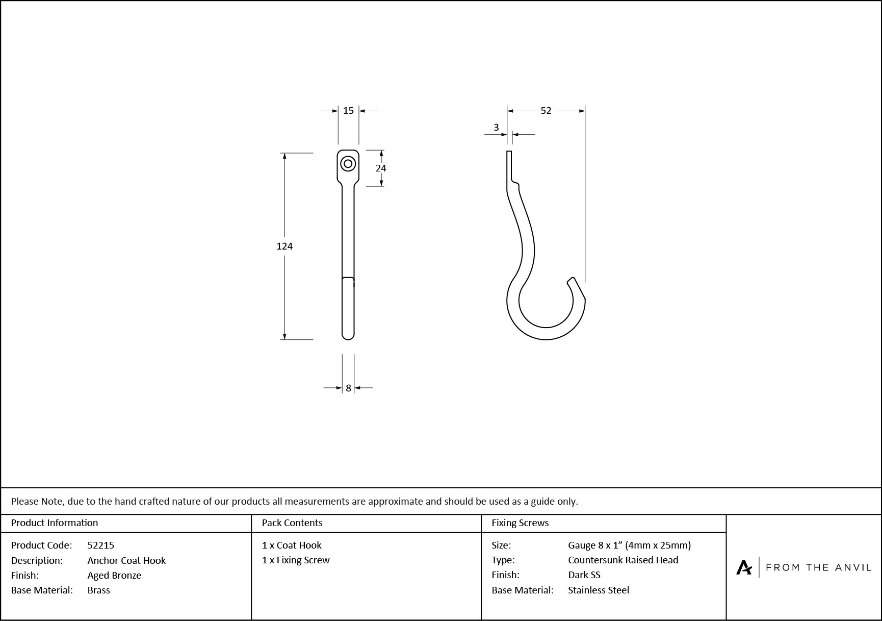 aged bronze anchor coat hook