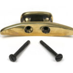 aged brass marine cleat hook