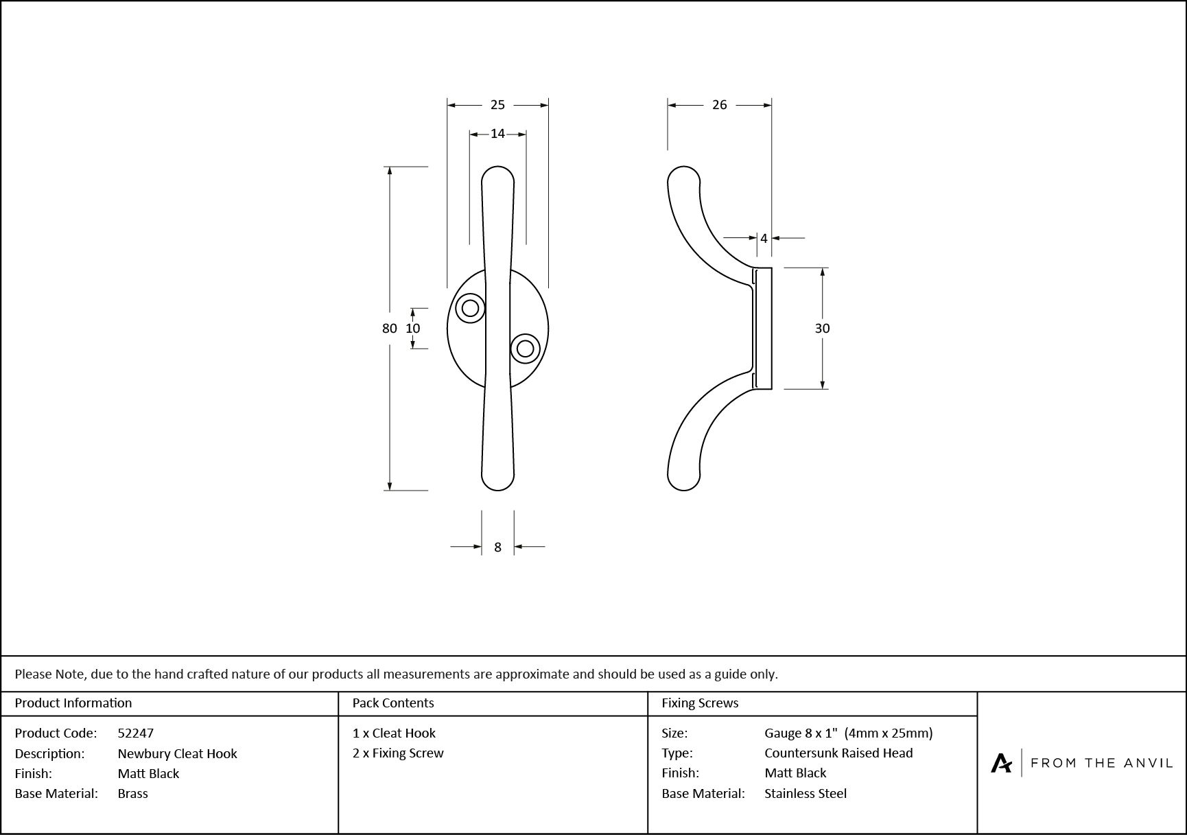 matt black newbury cleat hook