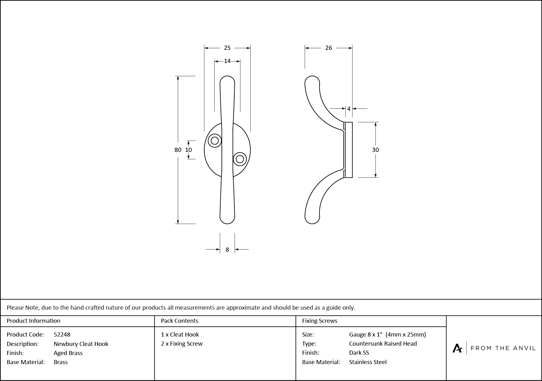 aged brass newbury cleat hook