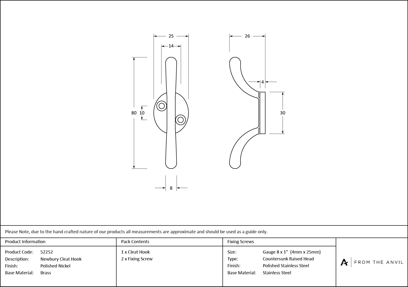 polished nickel newbury cleat hook