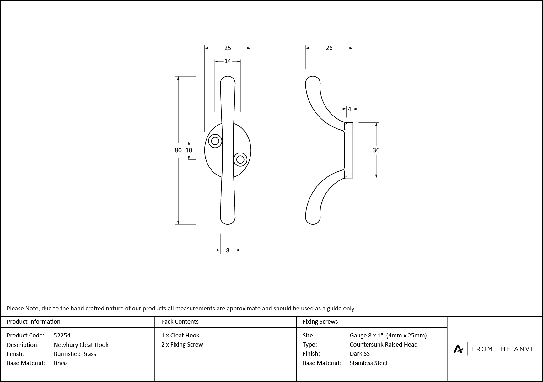 burnished brass newbury cleat hook