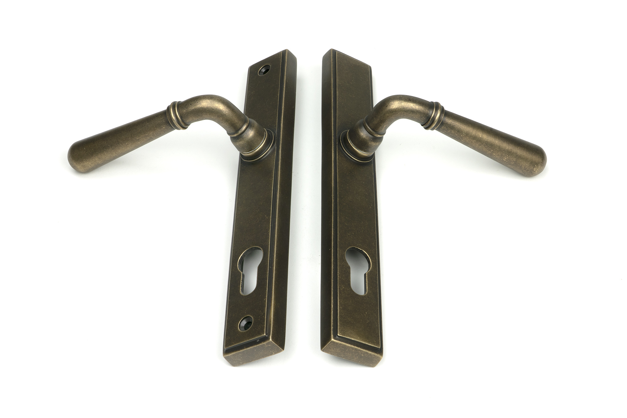 burnished brass newbury slimline lever espag. lock set