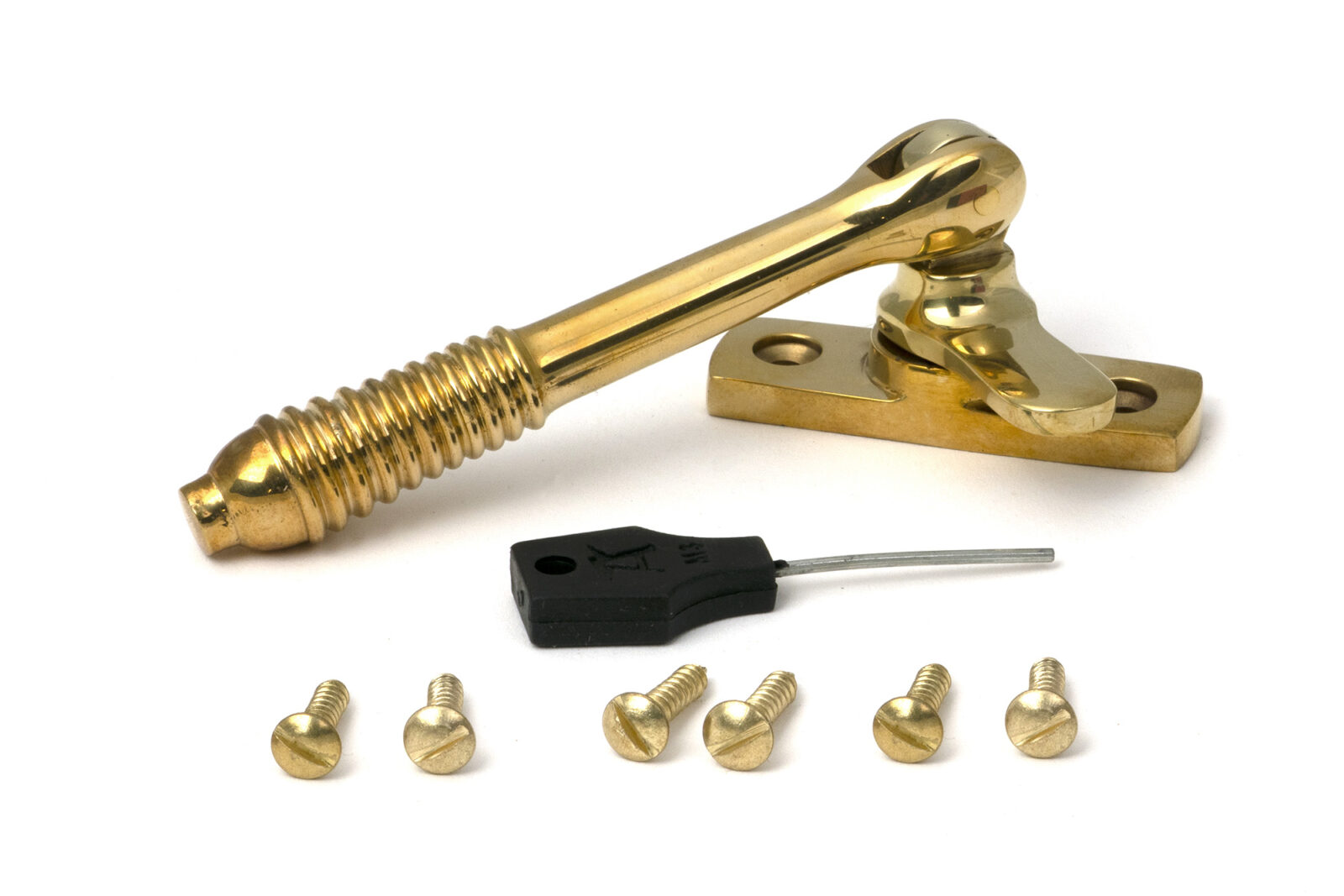 polished brass locking reeded fastener