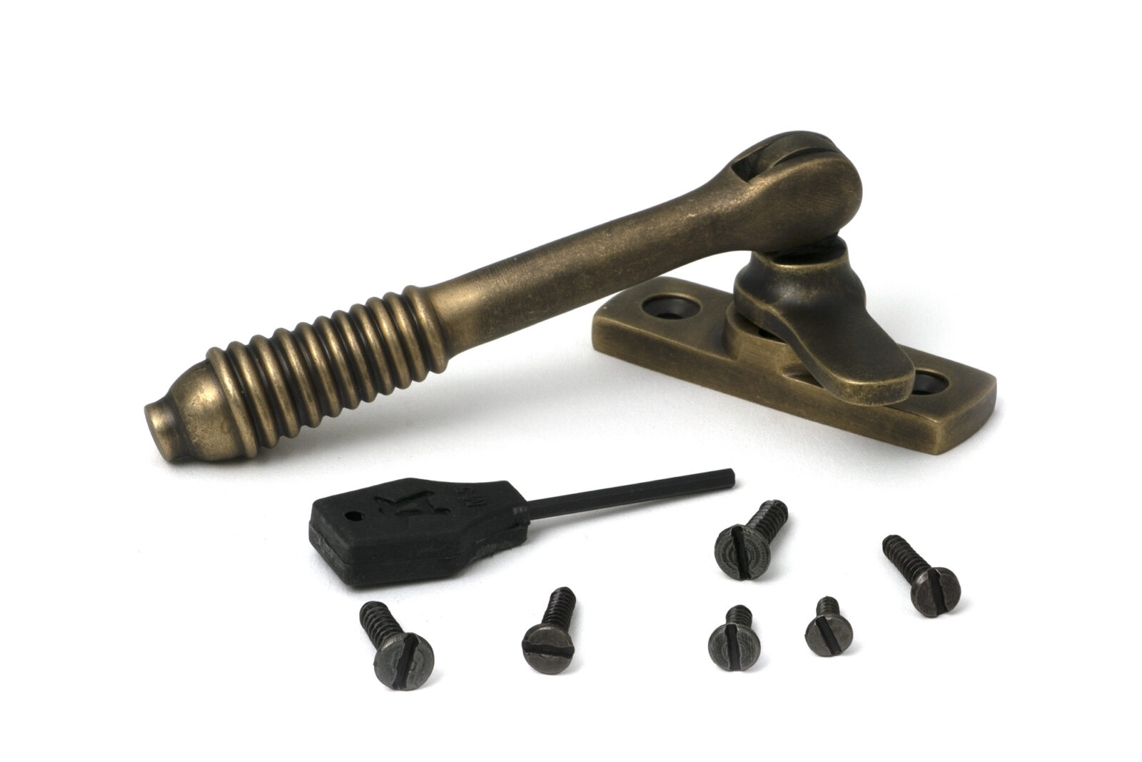 burnished brass locking reeded fastener
