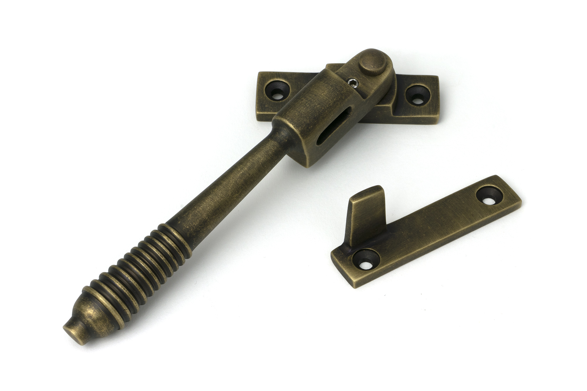 burnished brass night vent locking reeded fastener