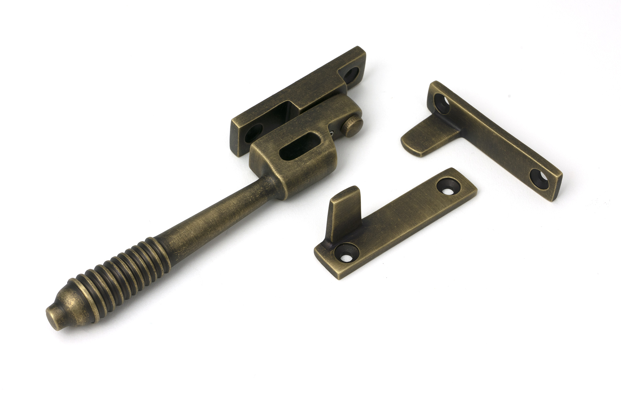 burnished brass night vent locking reeded fastener