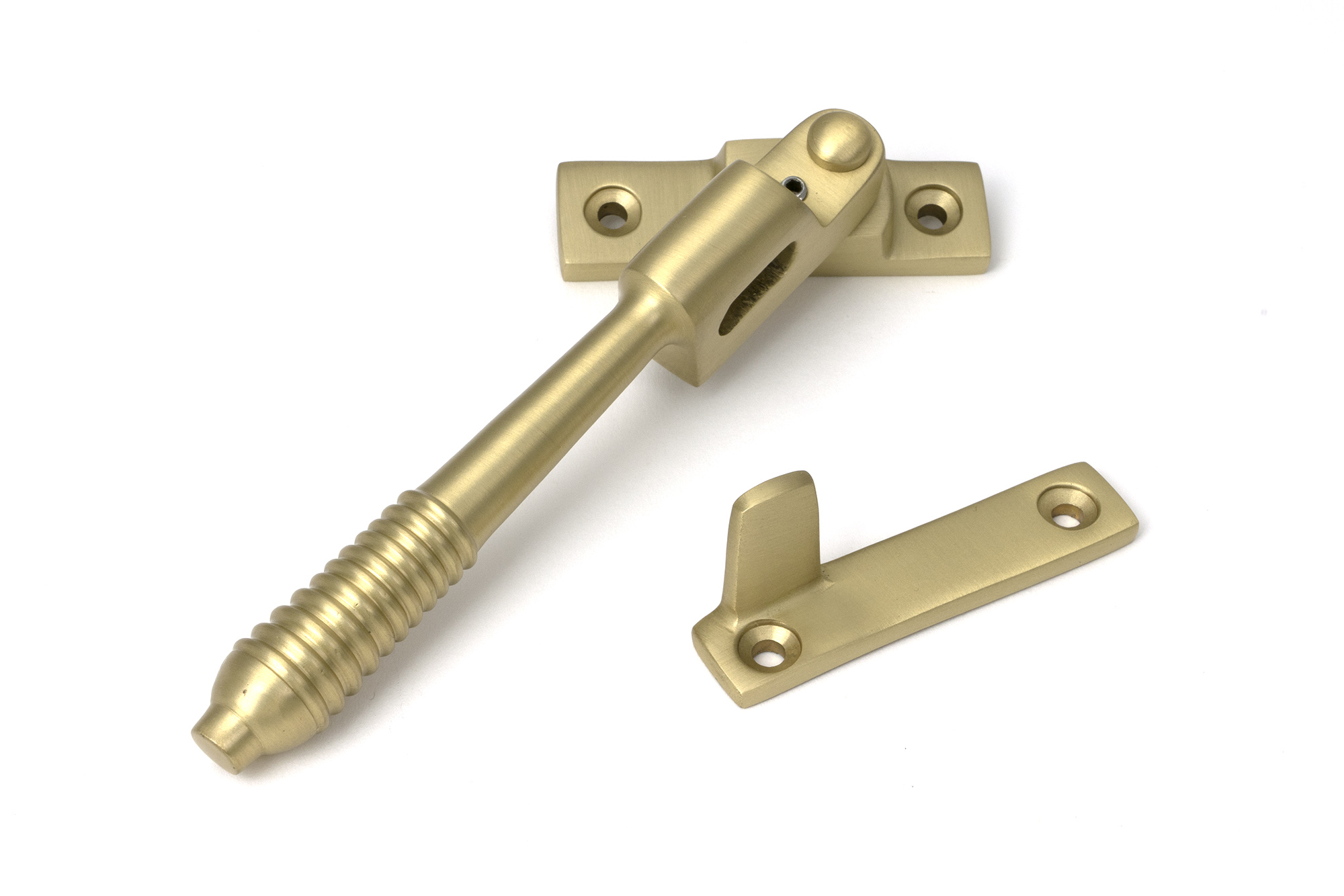 satin brass night vent locking reeded fastener